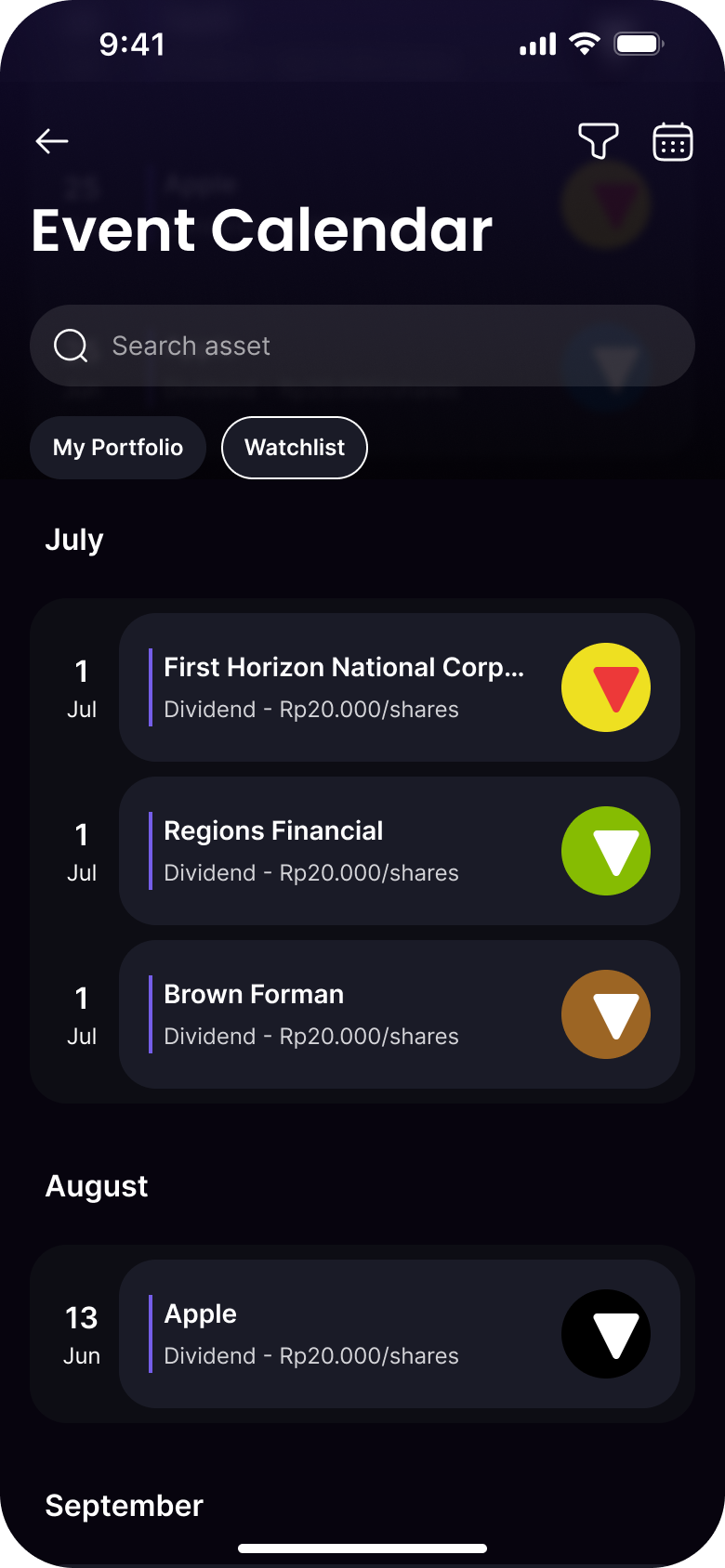 Nanovest US Stocks Event Calendar