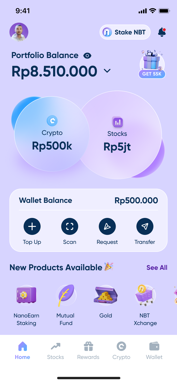 Returning investor · two bubbles, one wallet row (Light)